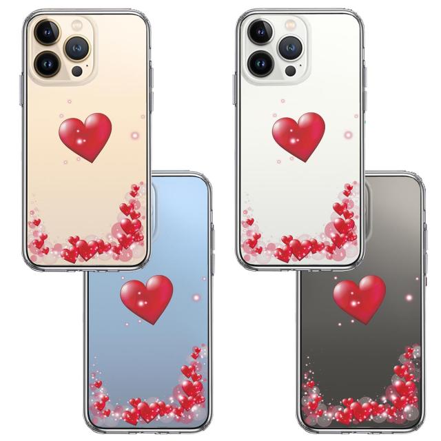iPhone13Pro ケース クリア ハート いっぱい スマホケース 側面ソフト 背面ハード ハイブリッド 送料無料-1