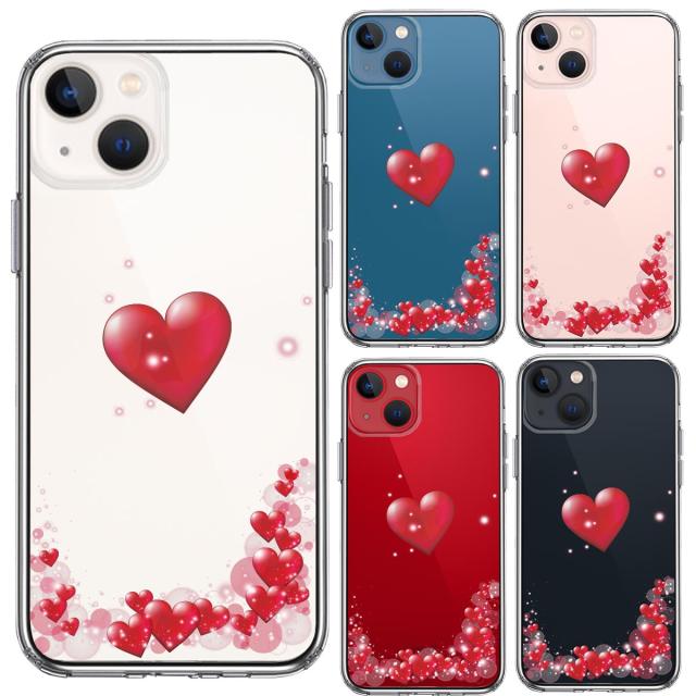 iPhone13mini ケース クリア ハート いっぱい スマホケース 側面ソフト 背面ハード ハイブリッド  送料無料-1