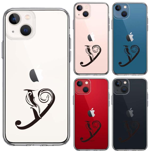 iPhone13mini ケース クリア アルファベット 【Y】 スマホケース 側面ソフト 背面ハード ハイブリッド 送料無料-1