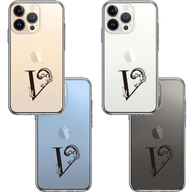 iPhone13Pro ケース クリア アルファベット 【V】 スマホケース 側面ソフト 背面ハード ハイブリッド  送料無料-1