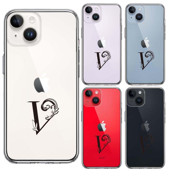 iPhone14Plus ケース クリア アルファベット 【V】 スマホケース 側面ソフト 背面ハード ハイブリッド 送料無料-1