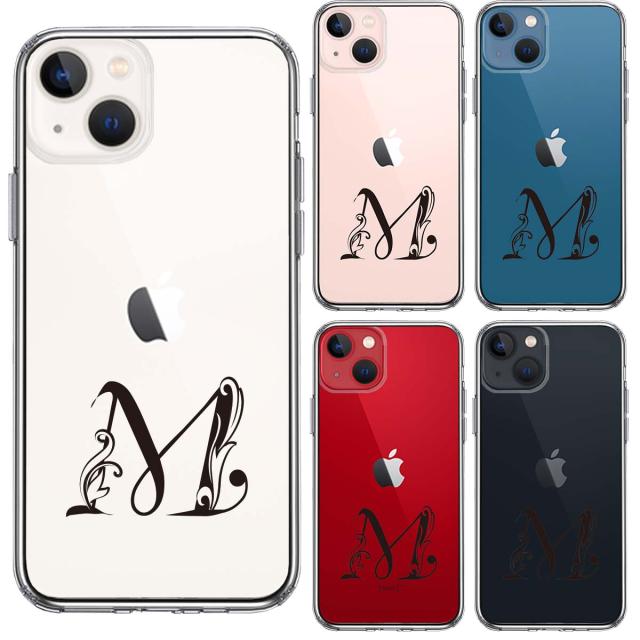 iPhone13mini ケース クリア アルファベット 【M】 スマホケース 側面ソフト 背面ハード ハイブリッド  送料無料-1