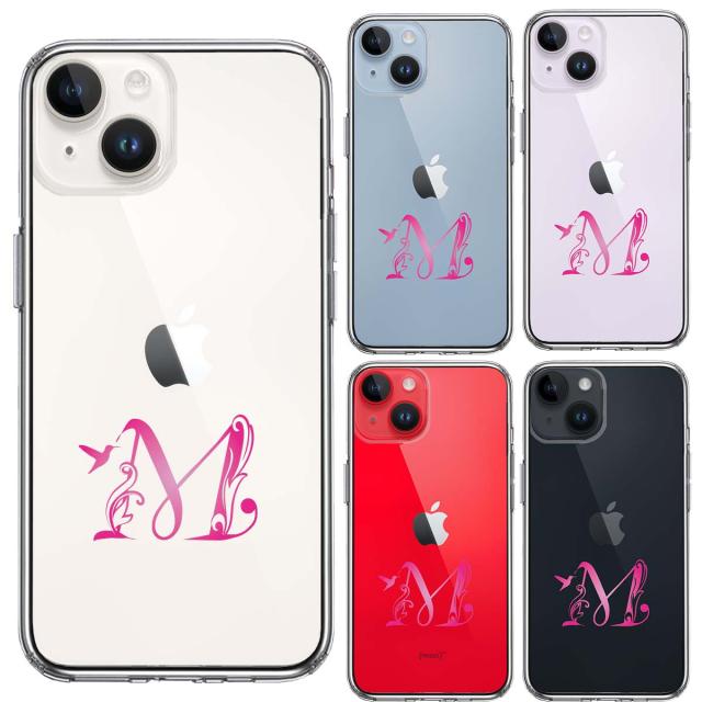 iPhone14Plus ケース クリア アルファベット 【M】 スマホケース 側面ソフト 背面ハード ハイブリッド 送料無料-3