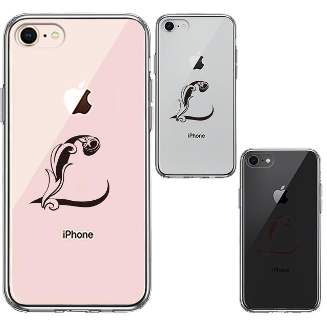 iPhone8 ケース クリア アルファベット 【L】 スマホケース 側面ソフト 背面ハード ハイブリッド  送料無料-1