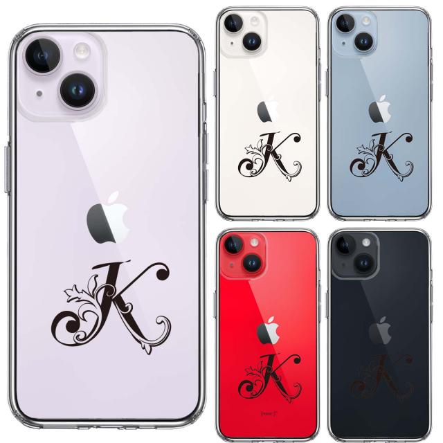 iPhone14Plus ケース クリア アルファベット 【K】 スマホケース 側面ソフト 背面ハード ハイブリッド 送料無料-1