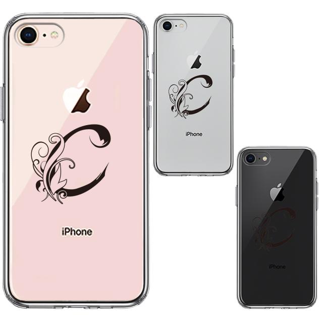 iPhone8 ケース クリア アルファベット 【C】 スマホケース 側面ソフト 背面ハード ハイブリッド  送料無料-1