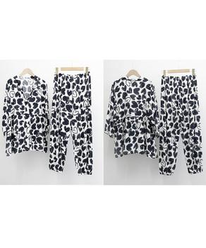 総柄パジャマ レディースルームウェア春夏 送料無料 即日発送-2