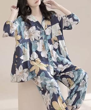 総柄パジャマ レディースルームウェア春夏 送料無料 即日発送-4