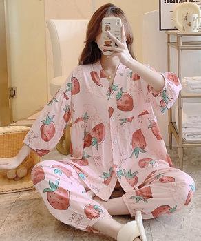 総柄パジャマ レディースルームウェア春夏 送料無料 即日発送-6