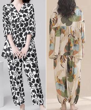 総柄パジャマ レディースルームウェア春夏 送料無料 即日発送-8