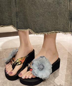 ビーチサンダル 花飾りトングサンダル厚底 送料無料 即日発送-5