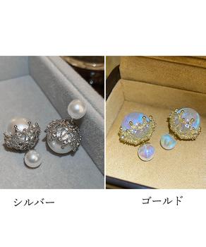 リバーシブルビッグパールピアスレディース 送料無料 即日発送-1