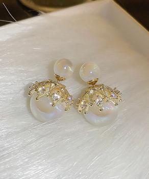 リバーシブルビッグパールピアスレディース 送料無料 即日発送-4