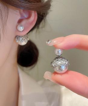 リバーシブルビッグパールピアスレディース 送料無料 即日発送-6