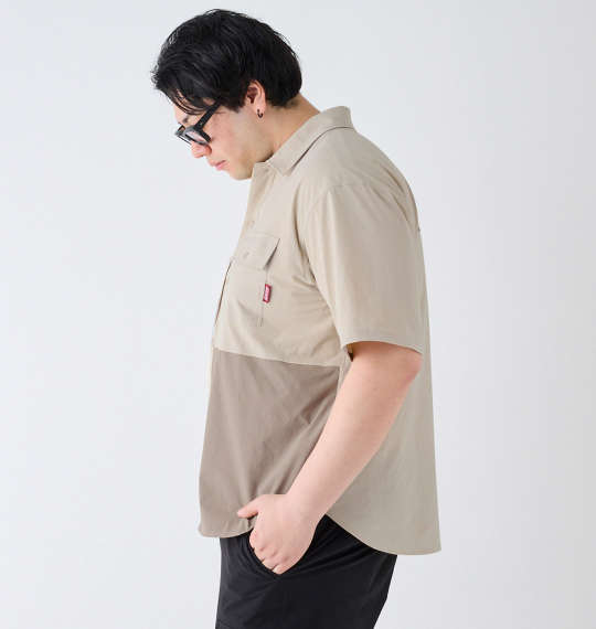 大きいサイズ Coleman ストレッチナイロンリップストップバイカラー半袖シャツ 3L 4L 5L 6L 7L 8L MC742701-65300 ラッピング可 送料無料 即日発送-3