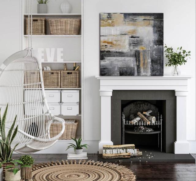 アートパネル BWA119 ブラックベージュ50x50cm 抽象画 絵画 和風 和モダン 50角 送料無料-9