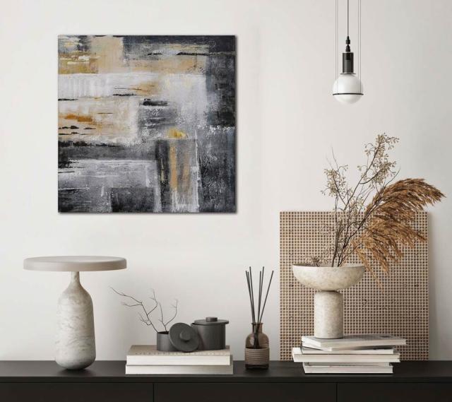 アートパネル BWA119 ブラックベージュ50x50cm 抽象画 絵画 和風 和モダン 50角 送料無料-7