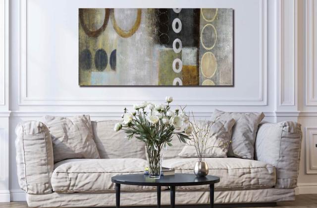 アートパネル BWA117 CIRCLE2 円の抽象 100x50cm 抽象画 絵画 和風 和モダン 壁掛け アート 北欧 茶系 送料無料-9