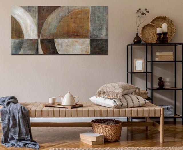 アートパネル BWA118 CIRCLE3 円の抽象 100x50cm 抽象画 絵画 和風 和モダン ブラウン 幾何学 模様 送料無料-9