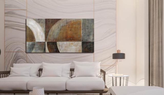 アートパネル BWA118 CIRCLE3 円の抽象 100x50cm 抽象画 絵画 和風 和モダン ブラウン 幾何学 模様 送料無料-10