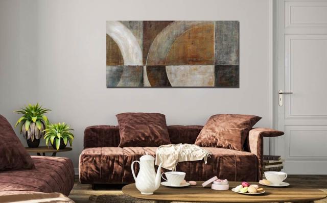 アートパネル BWA118 CIRCLE3 円の抽象 100x50cm 抽象画 絵画 和風 和モダン ブラウン 幾何学 模様 送料無料-11