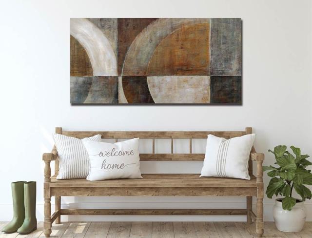 アートパネル BWA118 CIRCLE3 円の抽象 100x50cm 抽象画 絵画 和風 和モダン ブラウン 幾何学 模様 送料無料-6