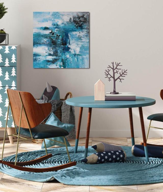 アートパネル BWA120 水の抽象 50x50cm 抽象画 絵画 50角 青 海 正方形 送料無料-8