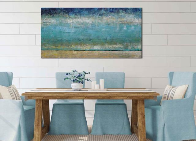 アートパネル BWA114 水辺の抽象 100x50cm 抽象画 絵画 和モダン 和風 壁掛け アート 北欧 海 青 送料無料-9