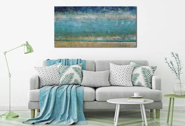 アートパネル BWA114 水辺の抽象 100x50cm 抽象画 絵画 和モダン 和風 壁掛け アート 北欧 海 青 送料無料-10