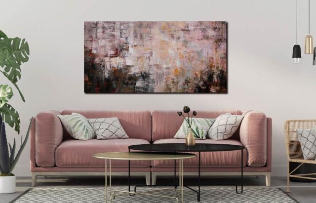 アートパネル BWA110 PINKBEIGE 100x50cm 抽象画 絵画 和風 和モダン 壁掛け アート 北欧 ピンク ベージュ 送料無料-10