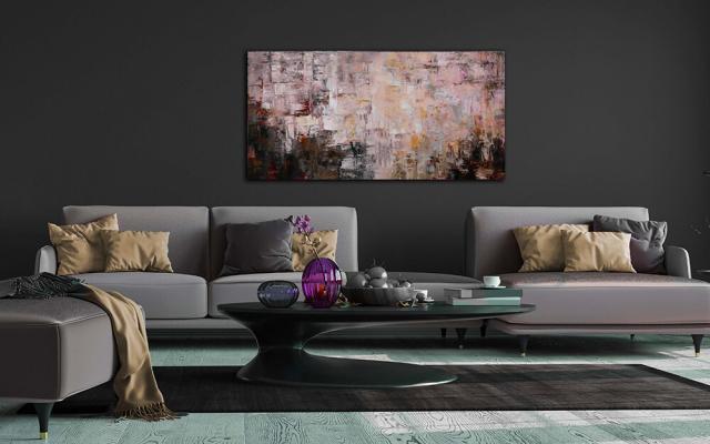 アートパネル BWA110 PINKBEIGE 100x50cm 抽象画 絵画 和風 和モダン 壁掛け アート 北欧 ピンク ベージュ 送料無料-11