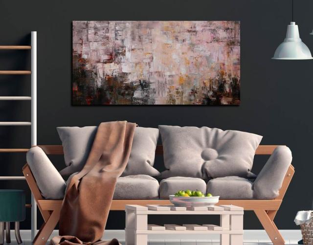 アートパネル BWA110 PINKBEIGE 100x50cm 抽象画 絵画 和風 和モダン 壁掛け アート 北欧 ピンク ベージュ 送料無料-8