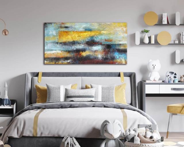 アートパネル BWA102 YELLOW MODERN 100cm 抽象画 絵画 壁掛け アート 北欧 インテリア 黄色 モダン 送料無料-9