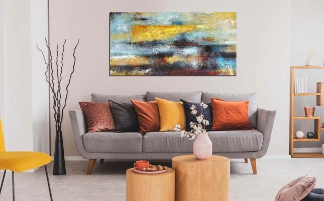 アートパネル BWA102 YELLOW MODERN 100cm 抽象画 絵画 壁掛け アート 北欧 インテリア 黄色 モダン 送料無料-10