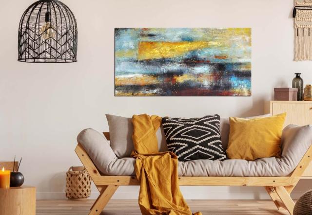 アートパネル BWA102 YELLOW MODERN 100cm 抽象画 絵画 壁掛け アート 北欧 インテリア 黄色 モダン 送料無料-6