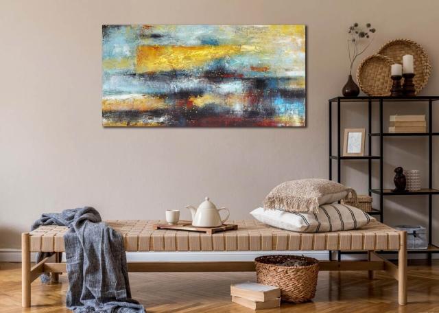 アートパネル BWA102 YELLOW MODERN 100cm 抽象画 絵画 壁掛け アート 北欧 インテリア 黄色 モダン 送料無料-7