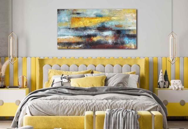 アートパネル BWA102 YELLOW MODERN 100cm 抽象画 絵画 壁掛け アート 北欧 インテリア 黄色 モダン 送料無料-8