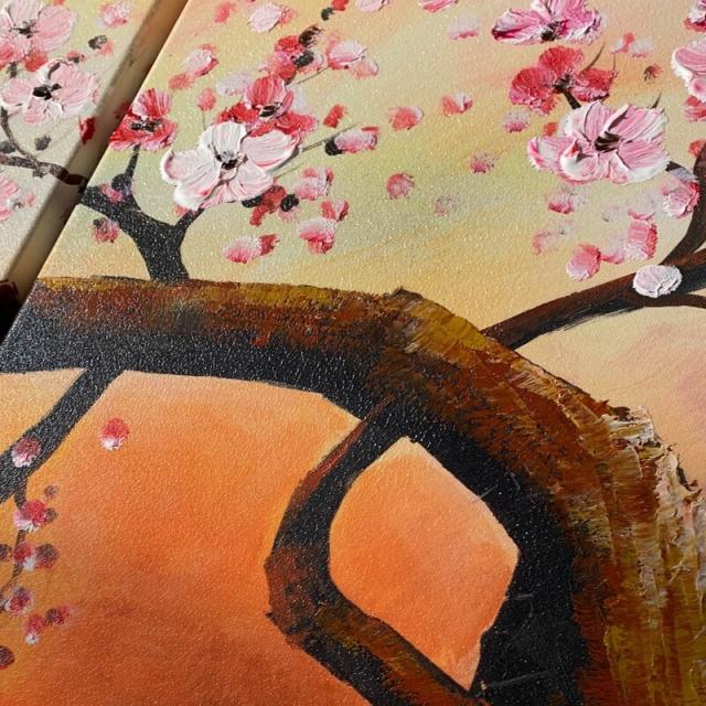 アートパネル SAKURA 50×50cm 3枚組 初春の山桜 W150cm 絵画 和モダン 和風 さくら 絵 桜花 花 送料無料-9