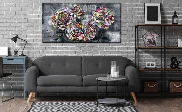 アートパネル ARTJOY Graphical 5roses ポップアート グラフィック 絵 北欧 バラ 5本 薔薇 花 ローザ ローズ 絵画 グレー 送料無料-2