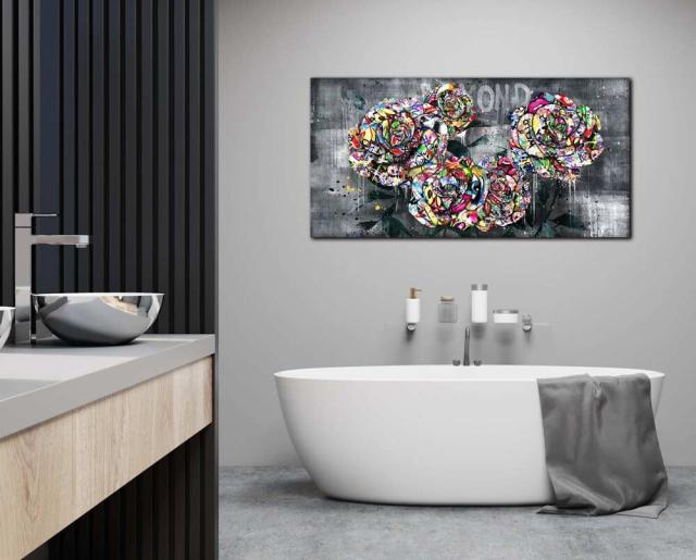 アートパネル ARTJOY Graphical 5roses ポップアート グラフィック 絵 北欧 バラ 5本 薔薇 花 ローザ ローズ 絵画 グレー 送料無料-4