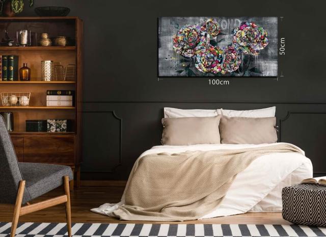 アートパネル ARTJOY Graphical 5roses ポップアート グラフィック 絵 北欧 バラ 5本 薔薇 花 ローザ ローズ 絵画 グレー 送料無料-5