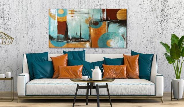 アートパネル BWA109 Amber Blue アンバーブルー 琥珀 100x50cm 絵画 青 北欧 和風 和モダン 送料無料-10