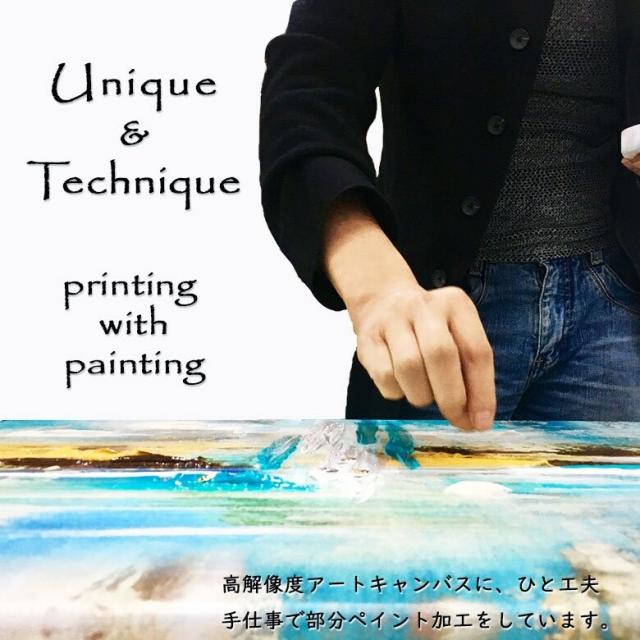 アートパネル BWA109 Amber Blue アンバーブルー 琥珀 100x50cm 絵画 青 北欧 和風 和モダン 送料無料-14