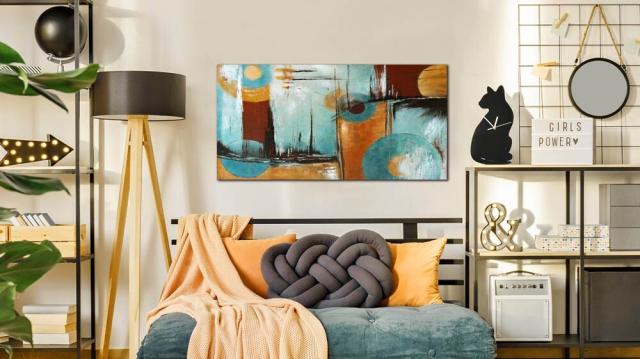 アートパネル BWA109 Amber Blue アンバーブルー 琥珀 100x50cm 絵画 青 北欧 和風 和モダン 送料無料-8