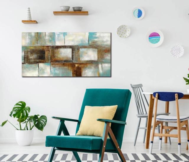 アートパネル BWA104 シャビーブルー 100x50cm 抽象画 絵画 和風 和モダン 壁掛け アート 北欧 青 送料無料-8