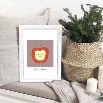 アートポスター A3 定番 かわいい系フルーツデザイン 果物 リンゴ 絵 イラスト デザート 林檎 Apple 送料無料-2