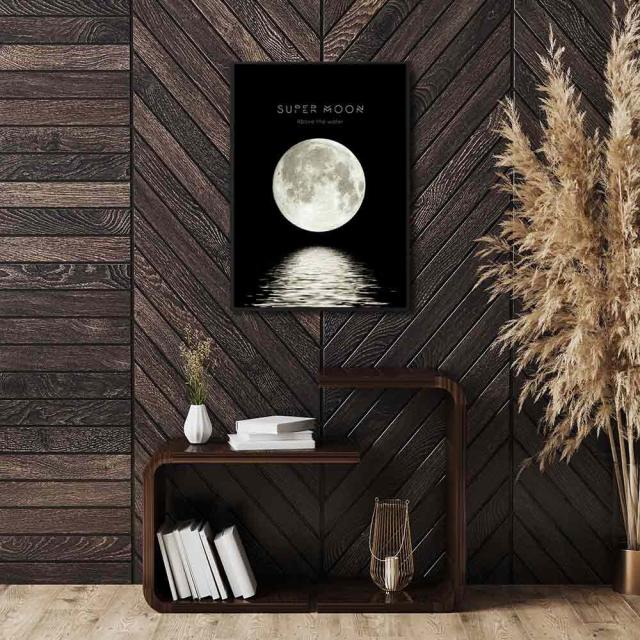 アートポスター A3 miimSUPER MooN スーパームーン 月 満月 海アートプリント 高級印画紙 PO48 送料無料-1