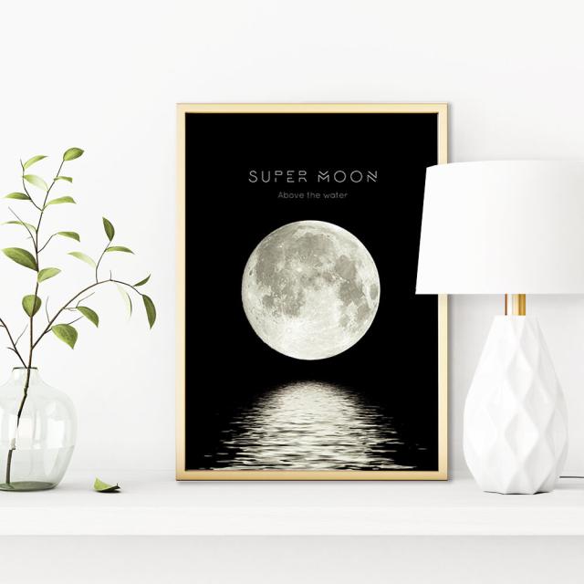 アートポスター A3 miimSUPER MooN スーパームーン 月 満月 海アートプリント 高級印画紙 PO48 送料無料-2