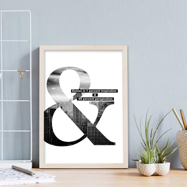 アートポスター A4 miimアルファベット アンド ＆ 文字 モノ モノクロ 白黒 絵 写真 高級印画紙 PO14 送料無料-1