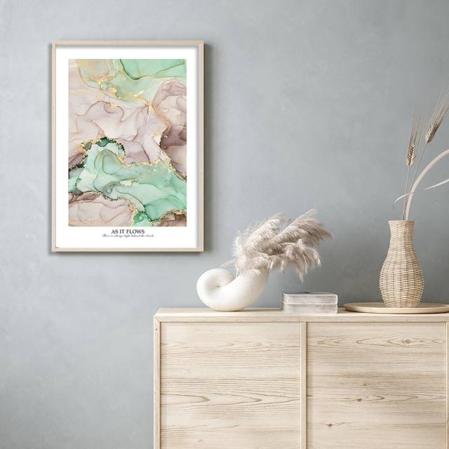 アートポスター A4 余白バランスが良い感じ As it flows 北欧 モダン 絵 ナチュラル 大理石 アートポスター 送料無料-1